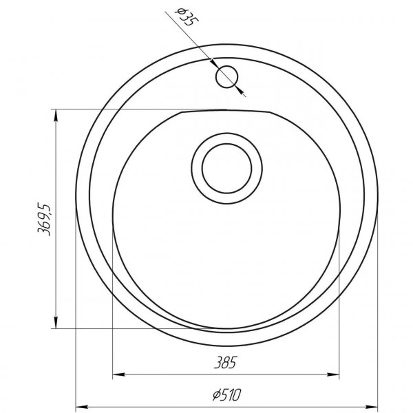 Гранітна мийка Globus Lux MARTIN чорний 510мм-А0002 (000021074)