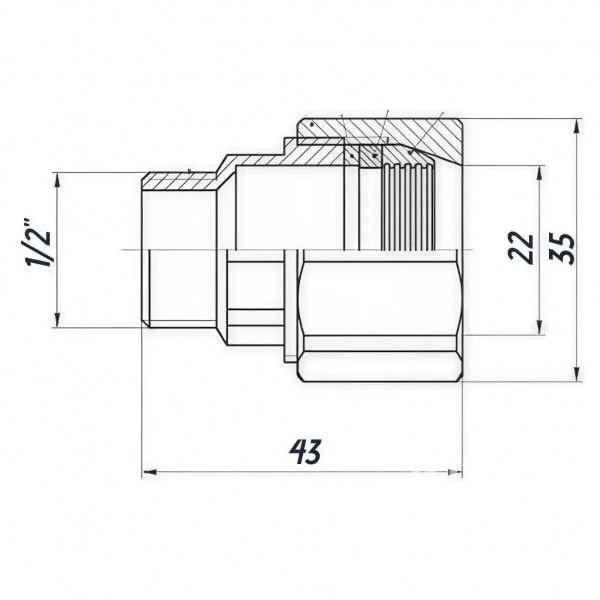 З'єднання зажимне пряме для труби Ø22мм 1/2″З латунне LS332S OPTIMUM (000031015)
