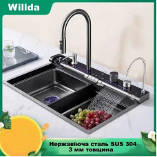 Кухонная раковина водопад Willda темно-серая 68х46х22 (115702467)