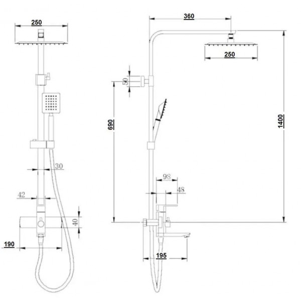 Душевая система Globus Lux Kubus SKU-SH-250 (000032170)