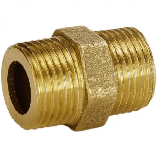 Ниппель латунный 3/8″НР х 3/8″НР штампованный под прокладку А0530А VA (000025512)