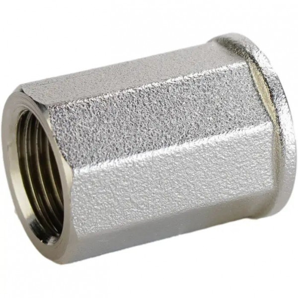 Муфта никелированная 1/2″ВРх1/2″ВР штампованная восьмигранная А0351А(нк) VA (000026963)