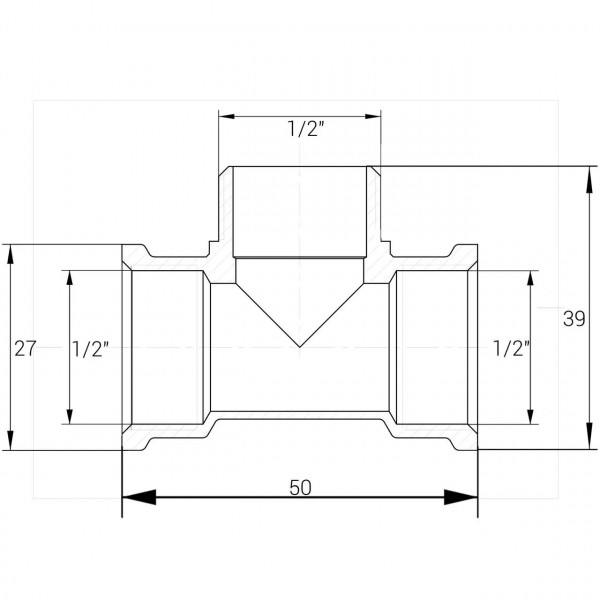 Тройник 1/2″ВНВ никелированный А0211А(нк) (000024920)