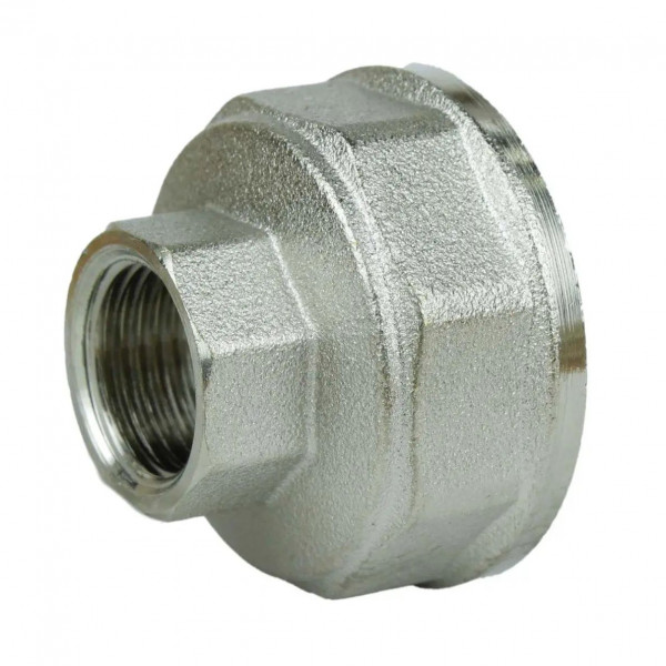 Муфта редукционная 1″х1/2″ВВ никелированная восьмигранная А0331А(нк) (000025174)