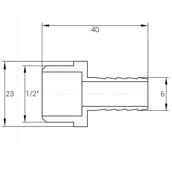 Штуцер 1/2″Н 6мм никелированный А2022А(нк) (000025423)