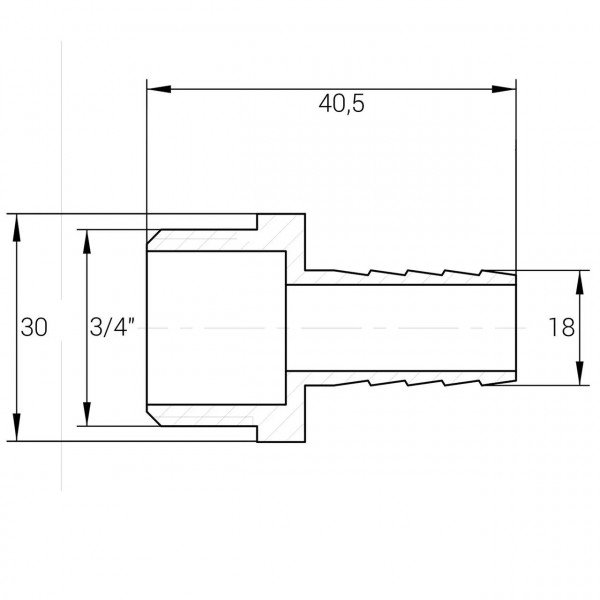 Штуцер 3/4″Н 18мм никелированный А2046А(нк) (000025443)