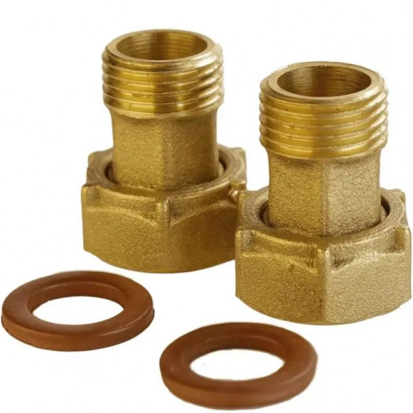 Комплект штуцеров для счетчика латунный 3/4″ВР х 1/2″НР с биконитовой прокладкой Б2709-1КбА (000026254)