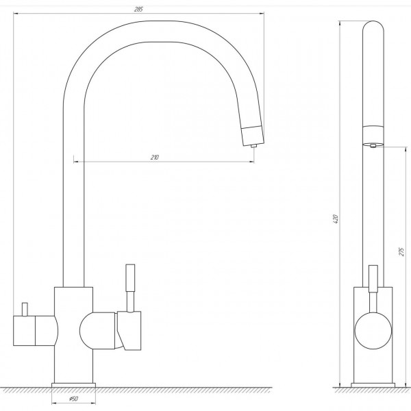 Змішувач для кухні під осмос Globus Lux ALPEN SUS-0333-BB (000017523)