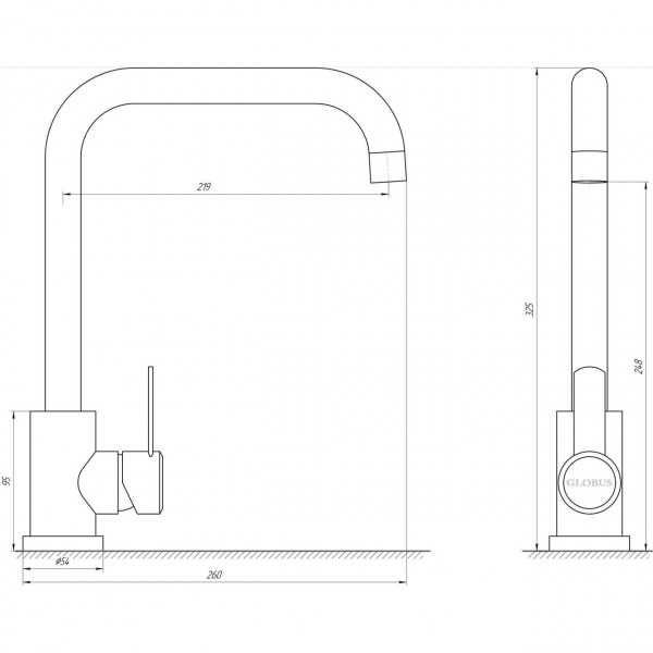 Змішувач для кухні Globus Lux WIEN SUS2-203L (000017534)