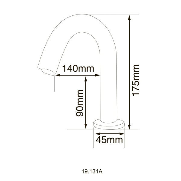 Кран сенсорний для умив-ка HOTEC 19.131A-DC/AC (220V/6V),висота 175мм,з трансформатором,латунь Cold (000019614)