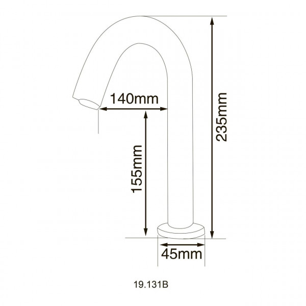Кран сенсорний для умив-ка HOTEC 19.131B-DC/AC (220V/6V),висота 235мм,з трансформатором,латунь Cold (000019615)