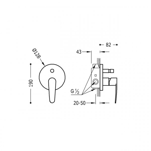 Змішувач для душа TRES FLAT 20418001 (000012046)