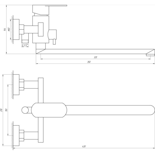 Змішувач для ванни Globus Lux SICILIA SQ-208 (000019185)