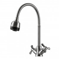 Змішувач для кухні DOMINO DK-H1-2N-103MA Chrom хрест кераміка,с гофровиливом (000017654)