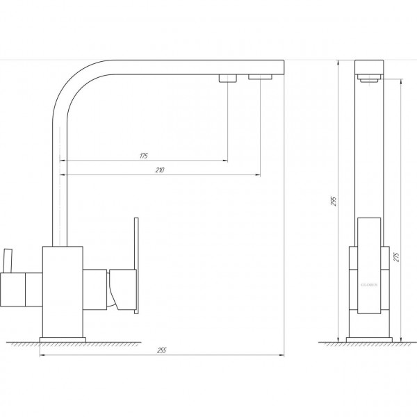Змішувач для кухні під осмос Globus Lux LAZER GLLR-0111-1-ONIX (000017068)