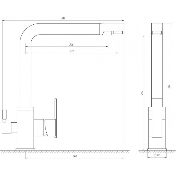 Змішувач для кухні під осмос Globus Lux LAZER GLLR-0100 (000014964)