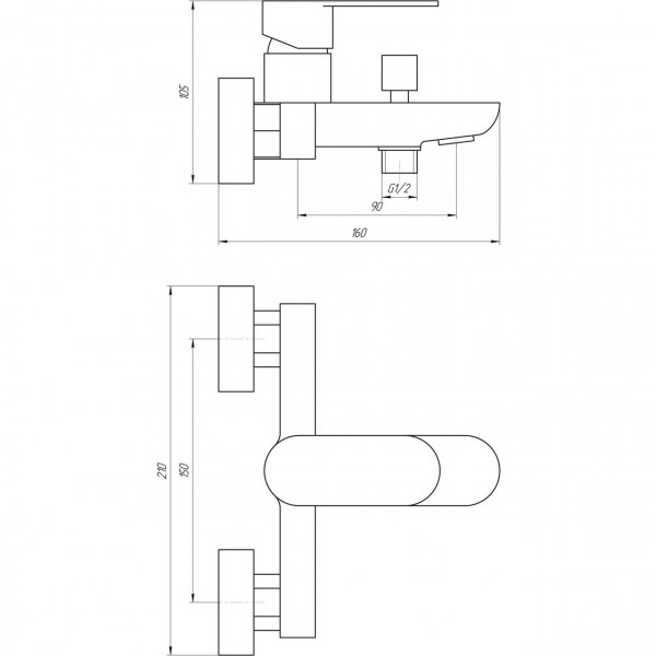 Смеситель для ванны TOPAZ BARTS TB 07101-H36 (000013602)