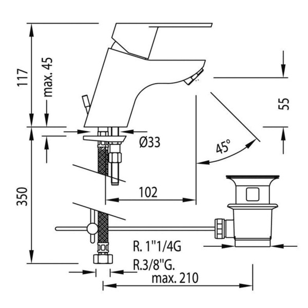 Змішувач для умивальника TRES BM 139102 (000004312)
