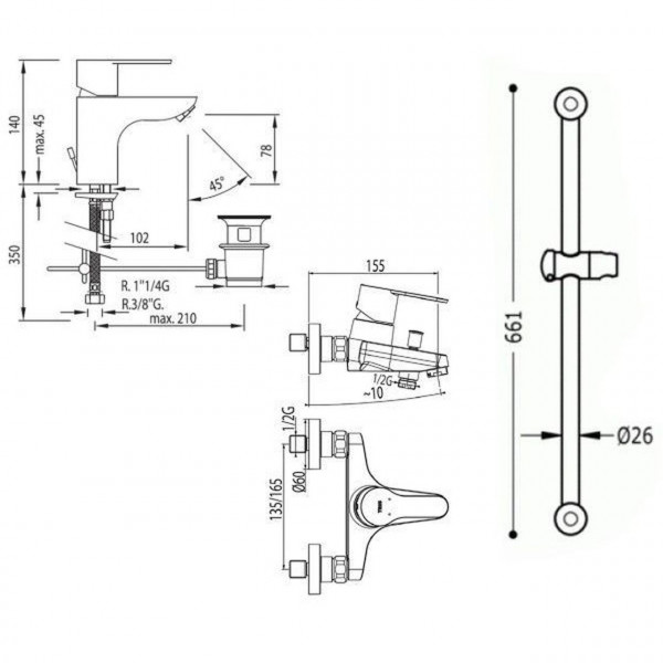 Набір змішувачів TRES BM 13456780 (000004650)