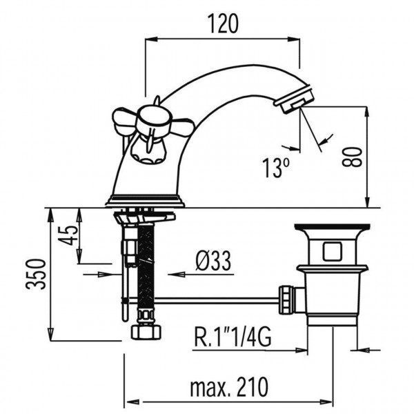 Змішувач для умивальника TRES RETRO 5291030161 (000004879)