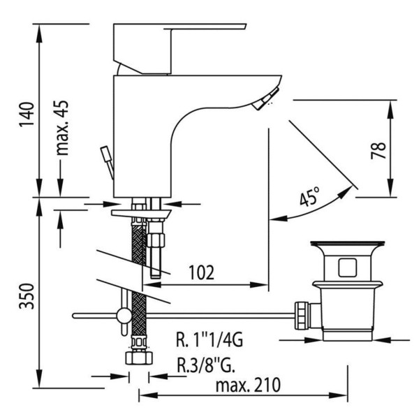 Змішувач для умивальника TRES BM 117103 (000005134)