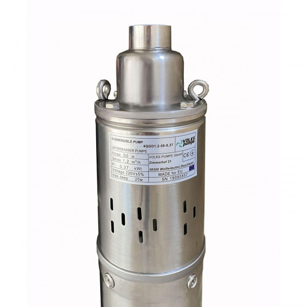Насос свердловинний шнековий VOLKS pumpe 4QGD 1,2-50-0,37кВт 4 дюйми +кабель 15м (000011997)