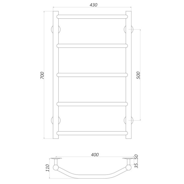 Полотенцесушитель UNIO LT W 700-400-5 Лесенка Трапеция вода (000020644)