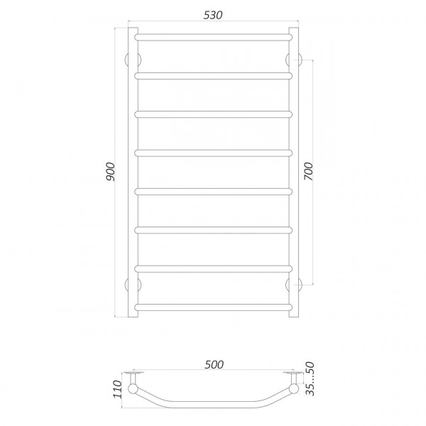Полотенцесушитель UNIO LT W 900-500-8 Лесенка Трапеция вода (000020648)