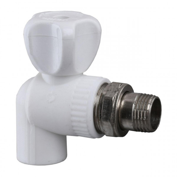 Кран радіаторний кутовий Kalde PPR ф25x3/4 (білий) 22014 (000017876)