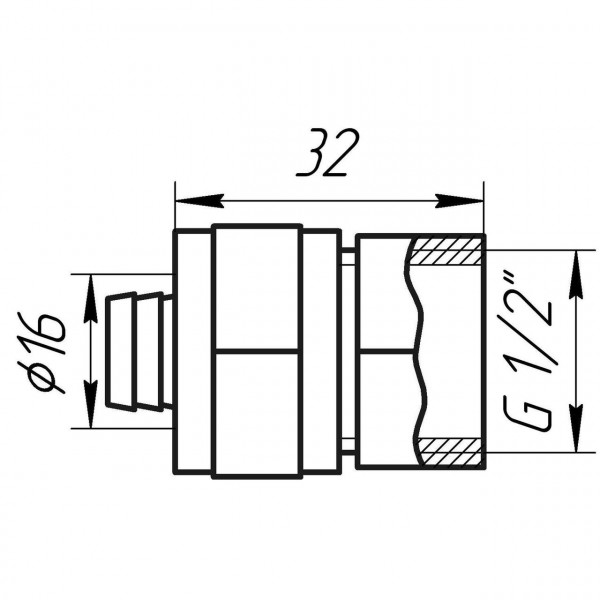 Муфта із внутрішньою різьбою APE ITALY 702 L 1/2″x16 (000000615)