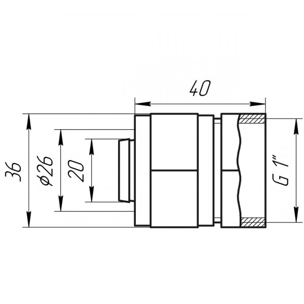 Муфта із внутрішньою різьбою APE ITALY 702 L 1″x26 (000000617)