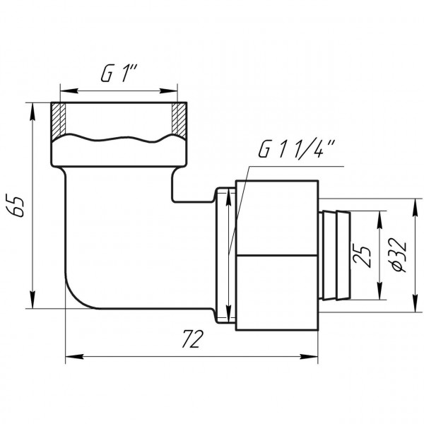 Кутник із внутрішньою різьбою APE ITALY 752 L 1″х32 (000001534)
