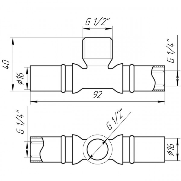 Трійник із зовнішньою різьбою прес APE ITALY AP 133 16х1/2″х16 (000001728)