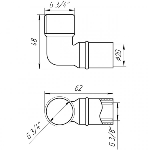 Кутник із зовнішньою різьбою прес APE ITALY AP 153 3/4″х20 (000001737)