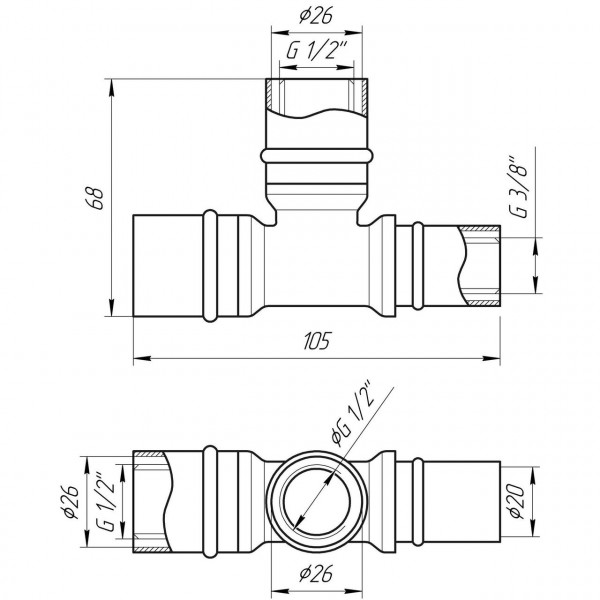 Трійник проміжний прес APE ITALY AP 131 26х26х20 (000002176)