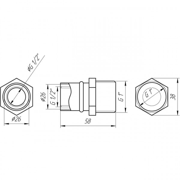 Муфта із зовнішньою різьбою прес APE ITALY AP 101 1″х26 (000002181)