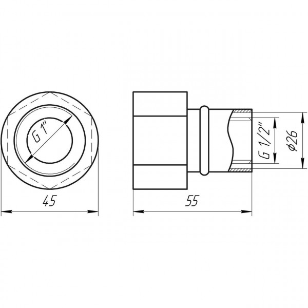 Муфта із внутрішньою різьбою прес APE ITALY AP 102 1″х26 (000002183)