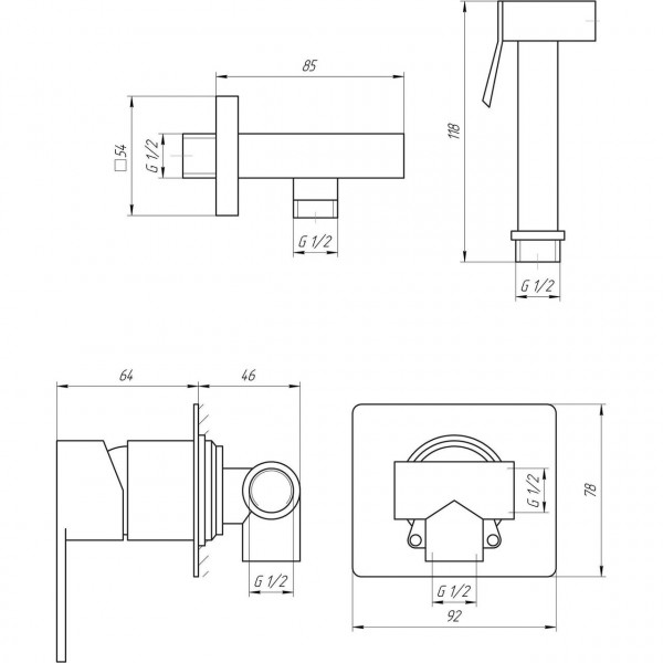 Змішувач гігієнічний TOPAZ SARDINIA TS-G 08735-H20 (000014775)