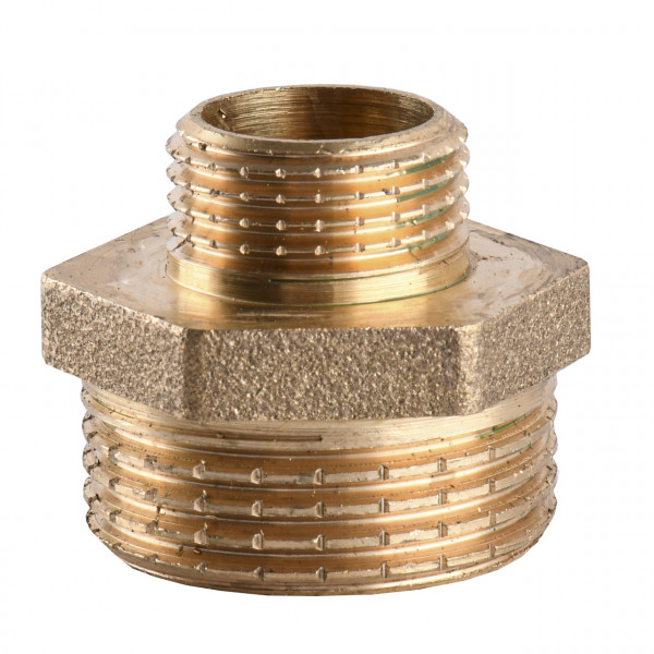 Ніпель редукційний латунний 1″ЗР х 1/2″ЗР штампований А0513А VA (000010623)