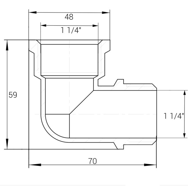 Кутник латунний 1 1/4″ВР х 1 1/4″ЗР ливарний А0136А VA (000017284)