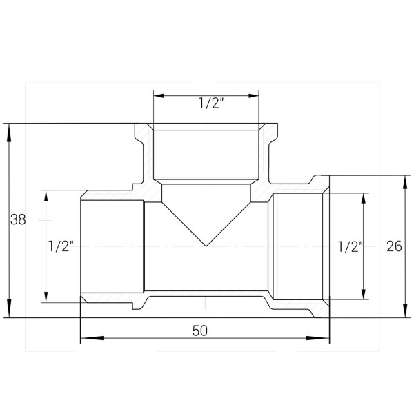 Трійник латунний 1/2″ВР х 1/2″ВР х 1/2″ЗР штампований А0213А VA (000010491)