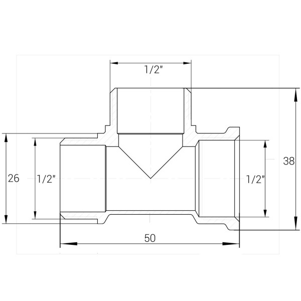 Трійник латунний 1/2″ВР х 1/2″ЗР х 1/2″ЗР штампований А0204А VA (000010492)