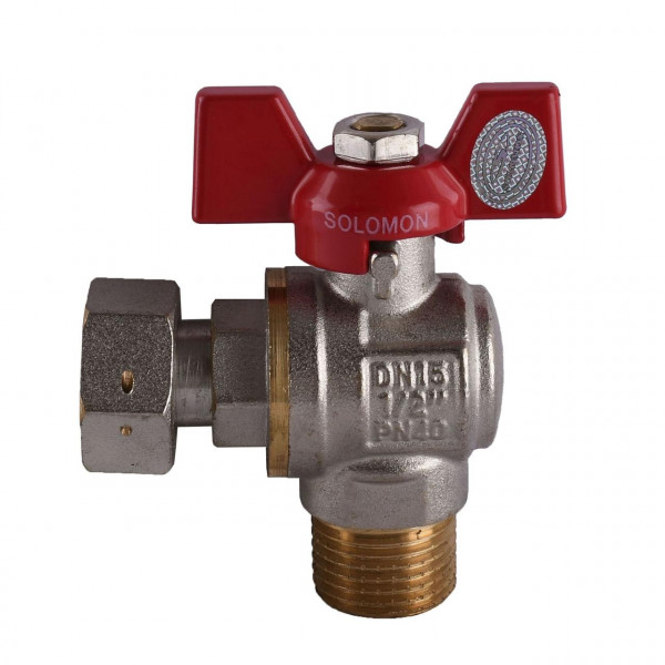 Кран кульовий кутовий з накидною гайкою SOLOMON 1/2″ ЗВ PN40 160402 (000012106)