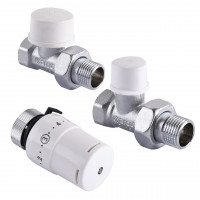 Набор Краны радиаторные прямые ARCO 1/2″ подача + обратка + термоголовка KCT02 М30 (000004853)