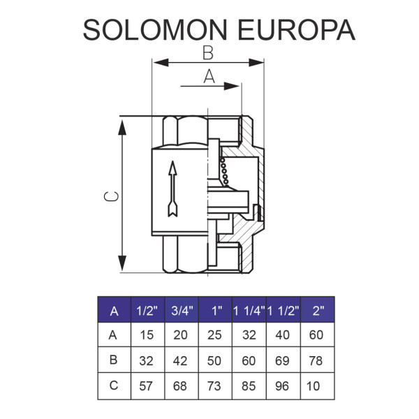 Клапан зворотного ходу води SOLOMON 3/4 ″ EUROPA 6026 лат. шток (000005197)