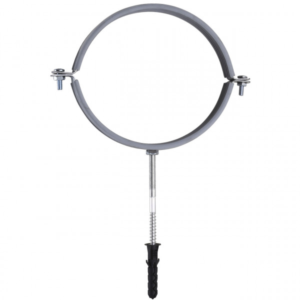 Хомут в сборе CR 6″ (158-168мм) с винтом-шурупом 8*100 и дюбелем в уп., серый (000007350)