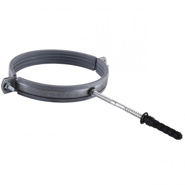 Хомут в сборе CR 6″ (158-168мм) с винтом-шурупом 8*100 и дюбелем в уп., серый (000007350)