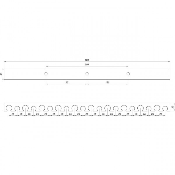 Планка монтажна для кріплення труби теплої підлоги Ø16/20 крок 5см довжина 50см чорна (000011828)