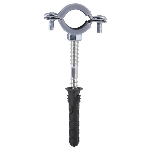 Хомут в зборi CR 1/2″ (20-23мм) з гвинтом-шурупом 8*80 та дюбелем в уп., сірий (000006302)