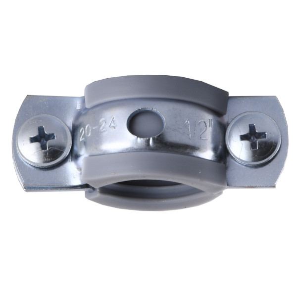 Хомут в зборi CR 1/2″ (20-23мм) з гвинтом-шурупом 8*80 та дюбелем в уп., сірий (000006302)